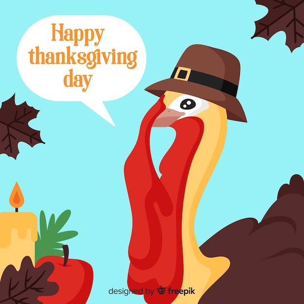 Gratis vector mooie thanksgiving dayachtergrond met vlak ontwerp