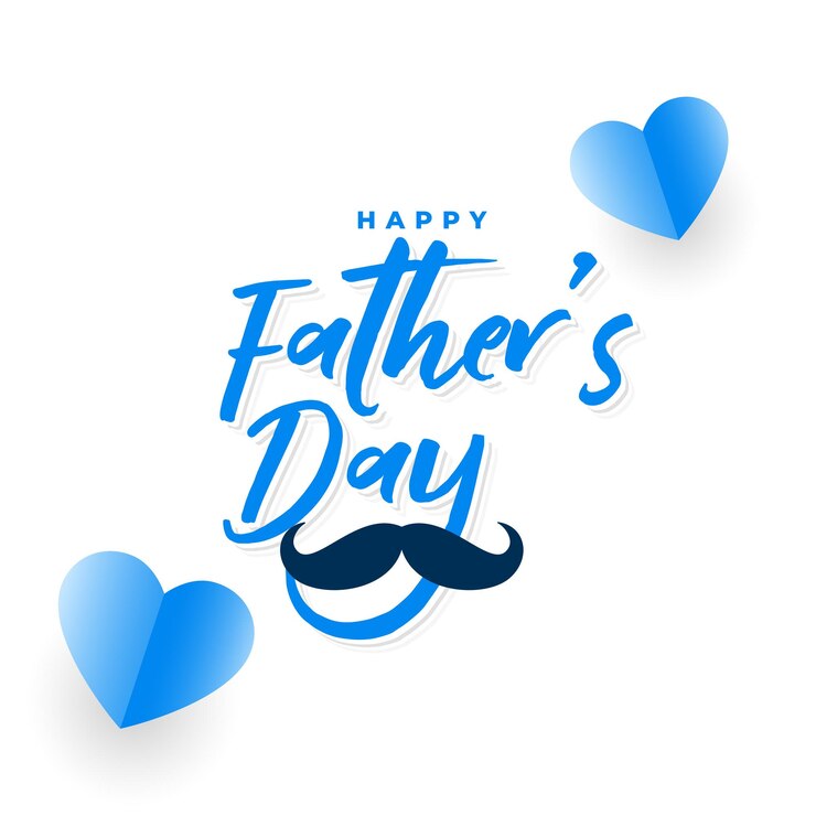Gratis Vector mooie vaderdagvieringskaart met papieren hart en snor