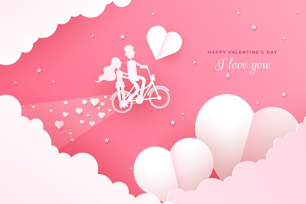Mooie Valentijnsdag achtergrond in papieren stijl