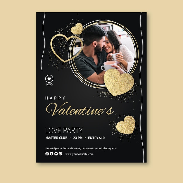 Gratis vector mooie valentijnsdag poster sjabloon