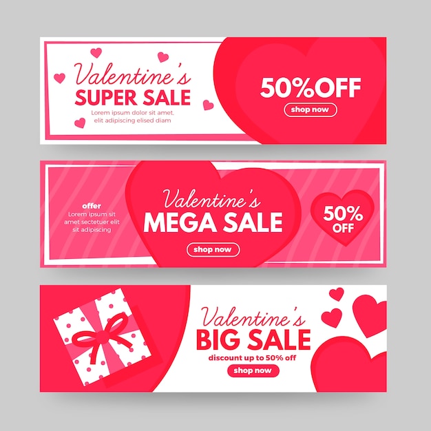 Mooie valentijnsdag verkoop banners set