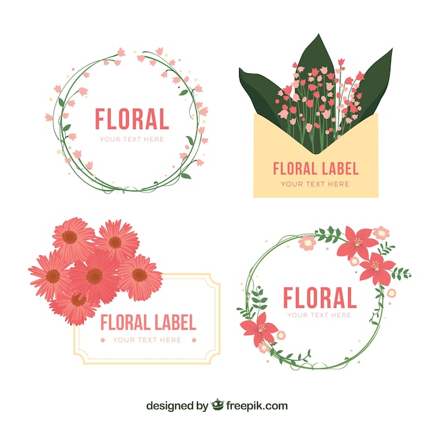 Mooie verzameling decoratieve stickers met bloemen