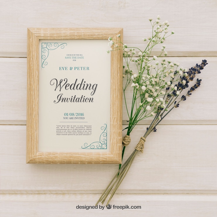 Gratis Vector mooie vintage huwelijksuitnodiging