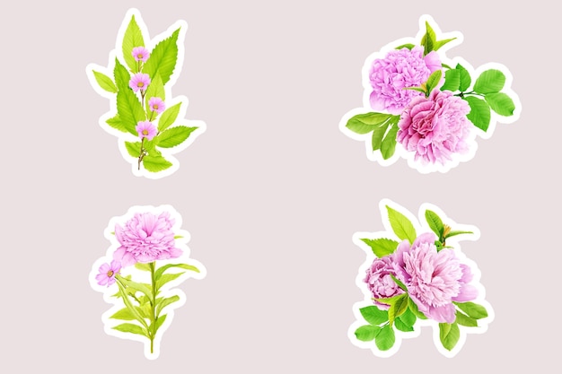 Gratis vector mooie vintage roze arrangement aquarel bloemen illustratie