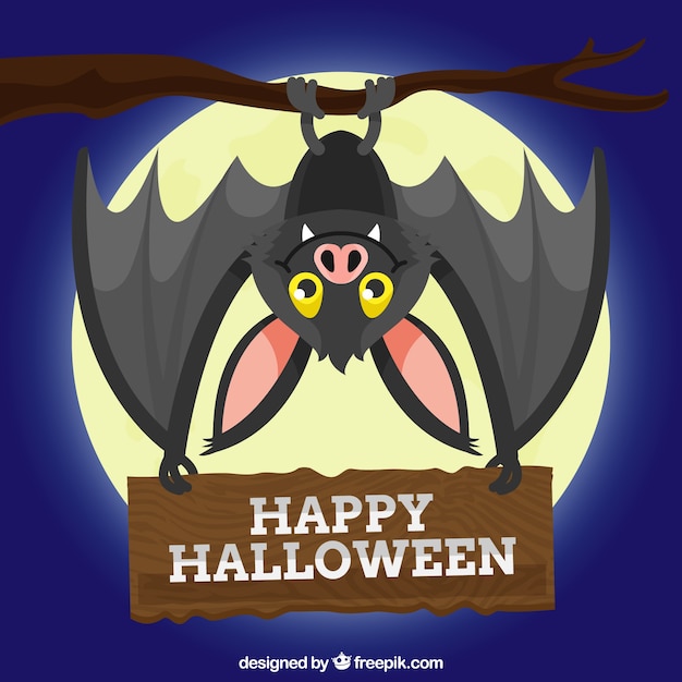 Gratis vector mooie vleermuisachtergrond met halloween poster