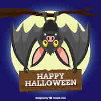 Gratis vector mooie vleermuisachtergrond met halloween poster