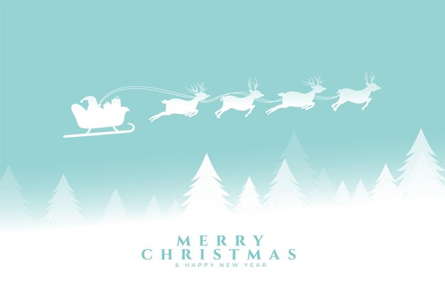 mooie vrolijke kerst winter seizoen achtergrond met vliegende kerstman slee vector