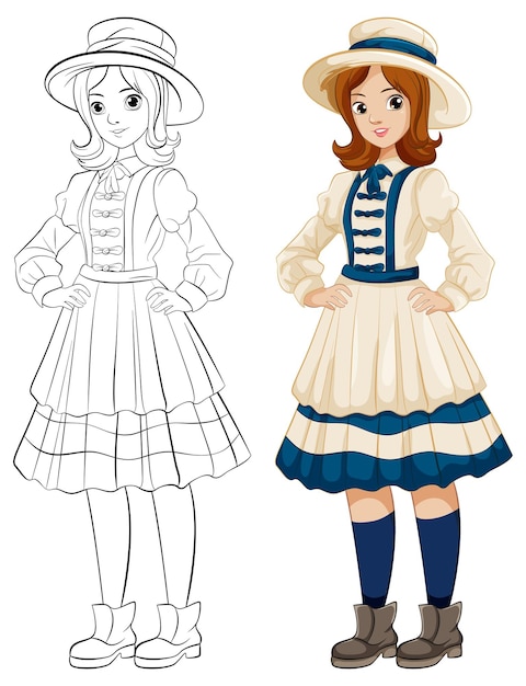 Gratis vector mooie vrouw in klassieke victoria-outfit