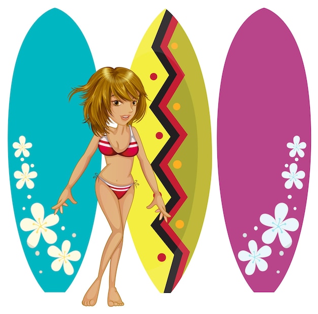 Gratis vector mooie vrouw in rode bikini