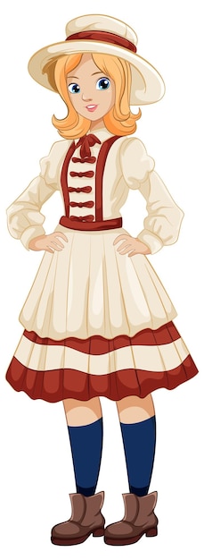 Gratis vector mooie vrouw in vintage kleding.