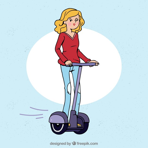 Mooie vrouw met elektrische scooter