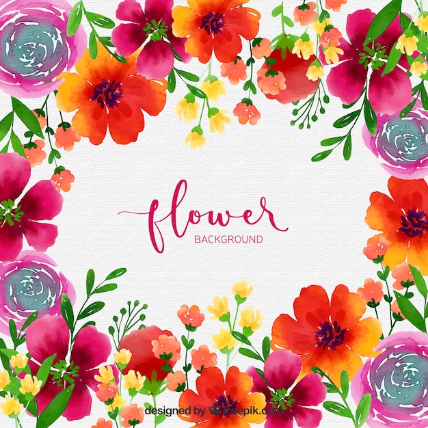 Gratis vector mooie waterverf bloemenachtergrond