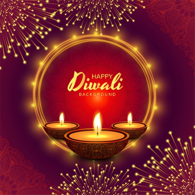 Gratis vector mooie wenskaart voor festival diwali achtergrond