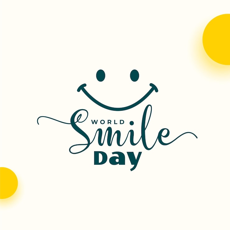 Gratis Vector mooie wereld glimlach dag viering kaart met schattige cartoon gezicht vector