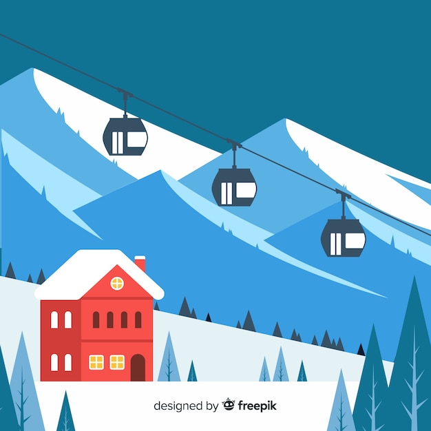 Gratis vector mooie winterlandschap achtergrond