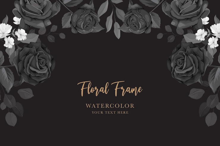 Gratis Vector mooie zwarte rozen achtergrond en frame design