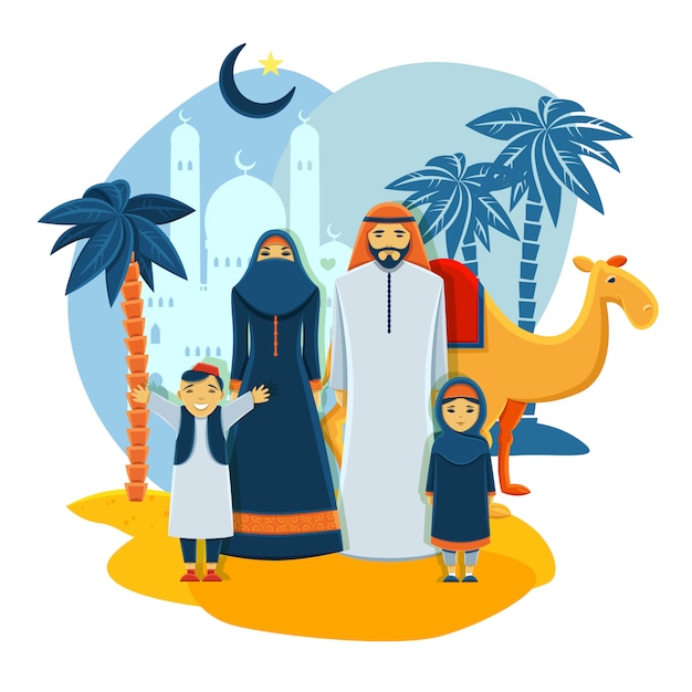 Moslim familie concept