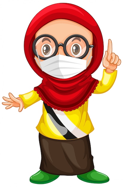 Gratis vector moslimmeisjesglazen die masker dragen