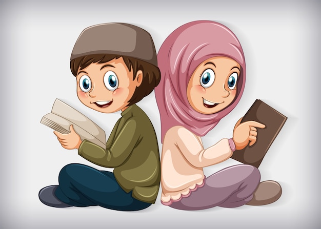 Moslimstudenten die het boek lezen