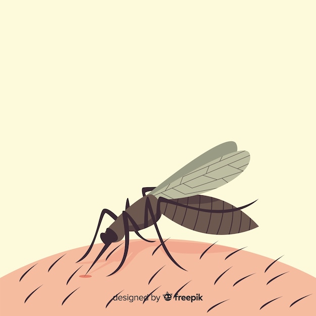 Mosquito bijt een persoon met een plat ontwerp