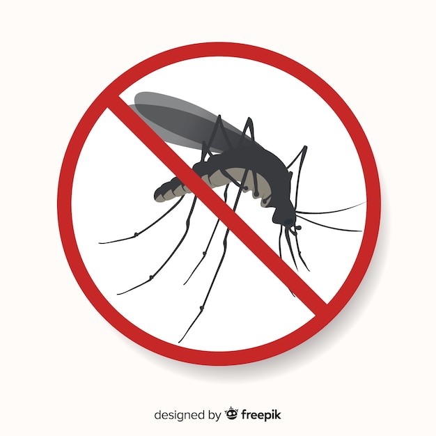 Gratis vector mosquito waarschuwingsbord met platte ontwerp