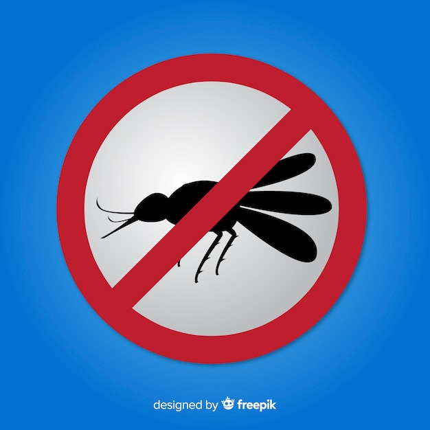 Gratis vector mosquito waarschuwingsbord met platte ontwerp