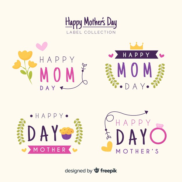 Gratis vector mother's day labelverzameling