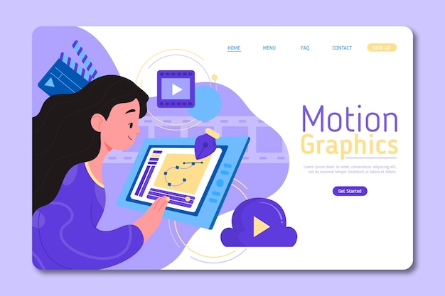 Gratis vector motiongraphics-bestemmingspagina-sjabloon