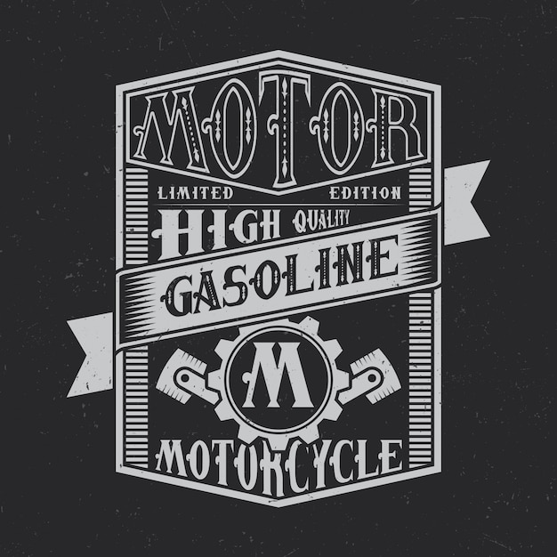 Motor benzine typografie labelontwerp. goed te gebruiken op t-shirts of posters.