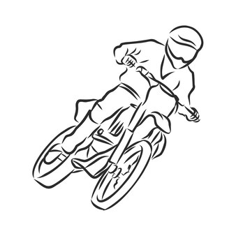 Motorcross motor hand getekende vector illustratie schets