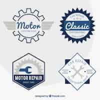 Gratis vector motorcycle badges in retro stijl