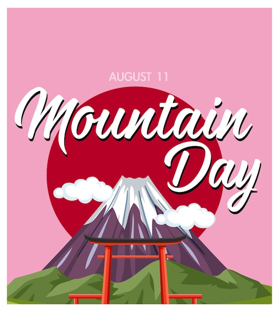 Mountain day in japan banner met mount fuji