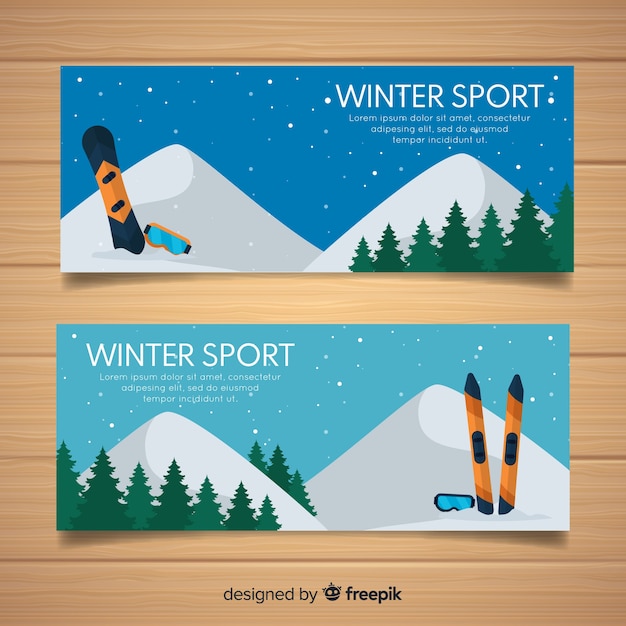 Mountain winter sport banner