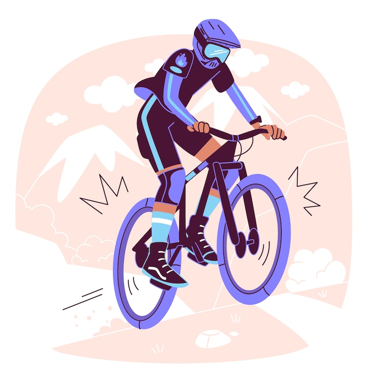Gratis Vector mountainbiker in actie concept illustratie