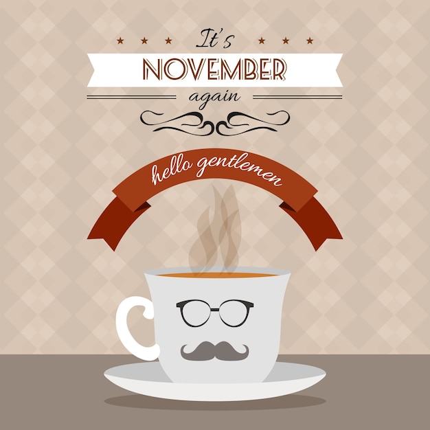 Gratis vector movember achtergrond met koffie ontwerp