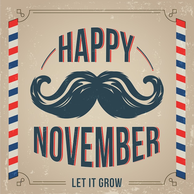 Gratis vector movember achtergrond met vintage stijl