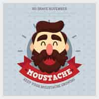 Gratis vector movember ontwerp met gelukkige hipster