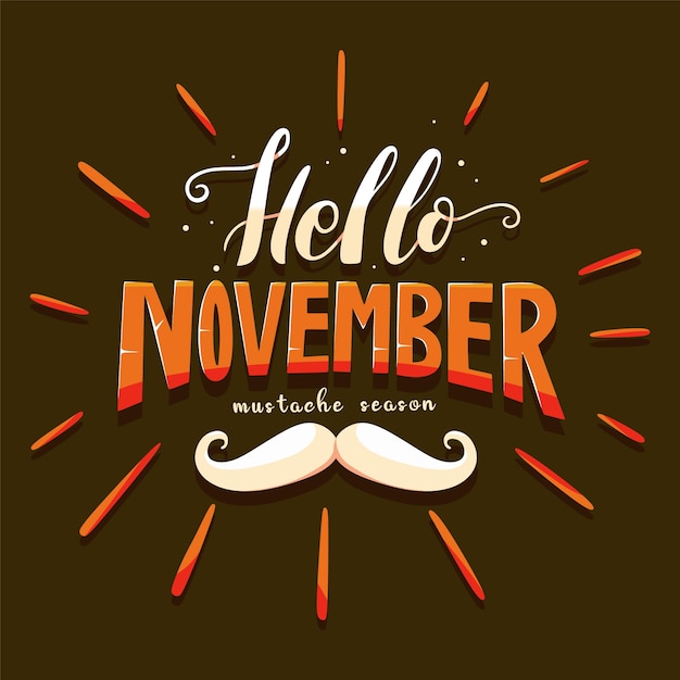 Movember snor bewustzijn achtergrond met belettering