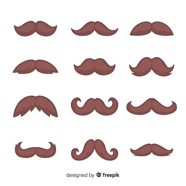 Movember snorpakverzameling in plat ontwerp