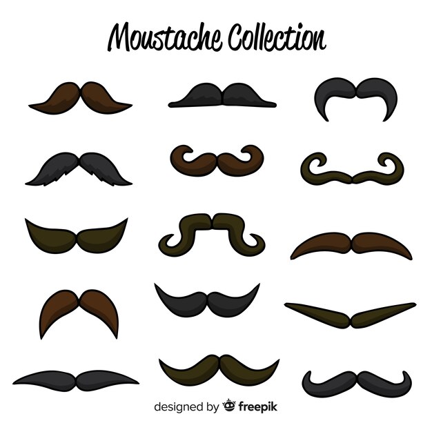 Movember snorpakverzameling in plat ontwerp