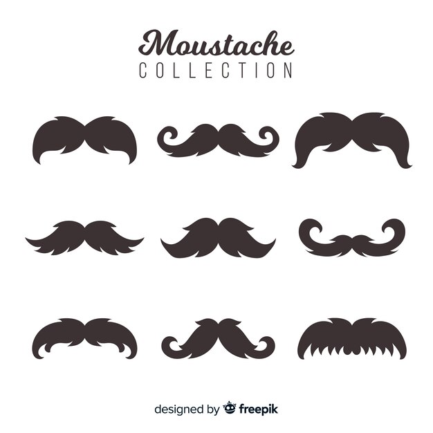 Movember snorpakverzameling in plat ontwerp