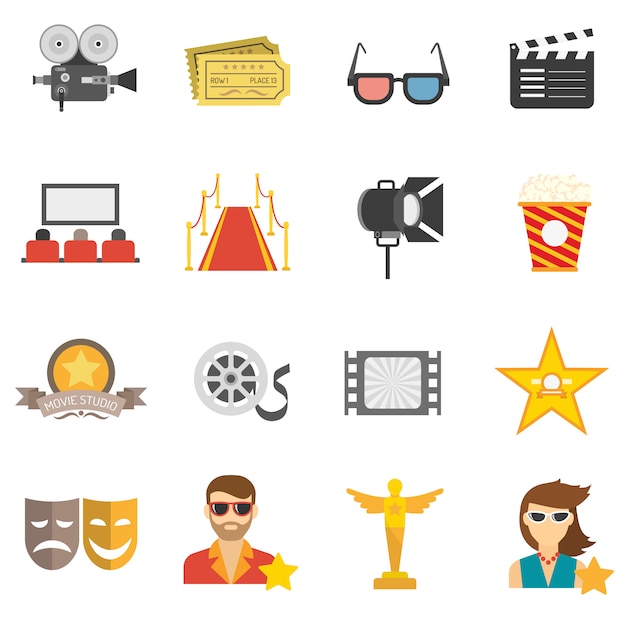 Gratis vector movie icons flat