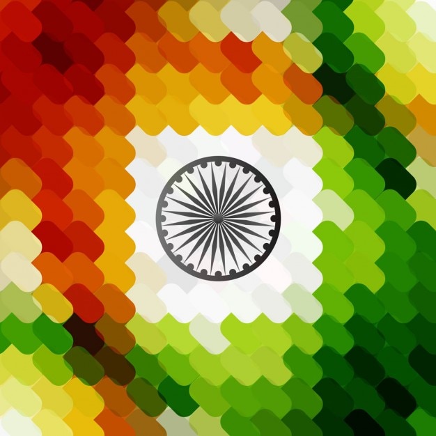 Gratis vector mozaïek met indiase vlag kleuren