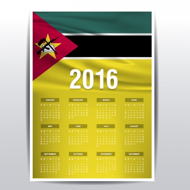 Gratis vector mozambique kalender van 2016