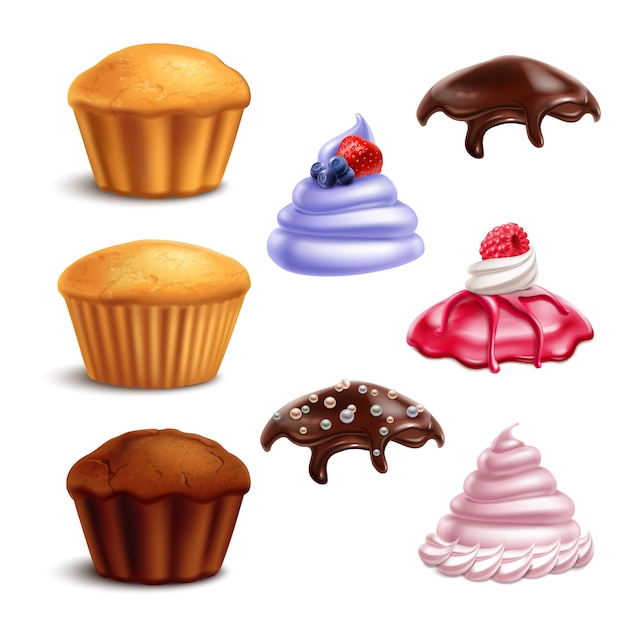 Gratis vector muffin essentiële elementen set