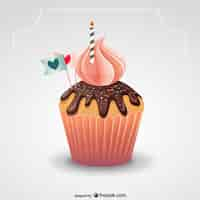 Gratis vector muffin met kaars