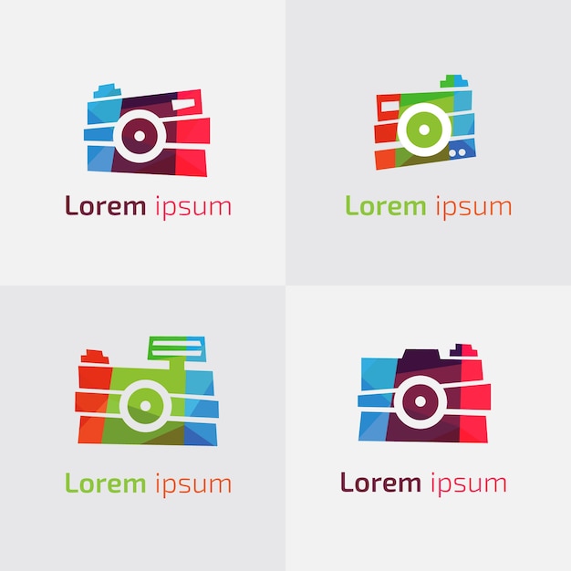 Gratis vector multicolor camera logo collectie