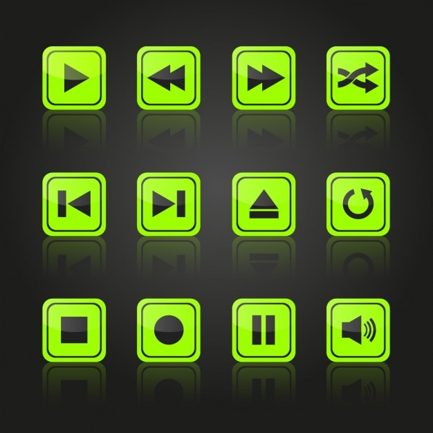 Gratis Vector multimedia groene knoppen ontwerp