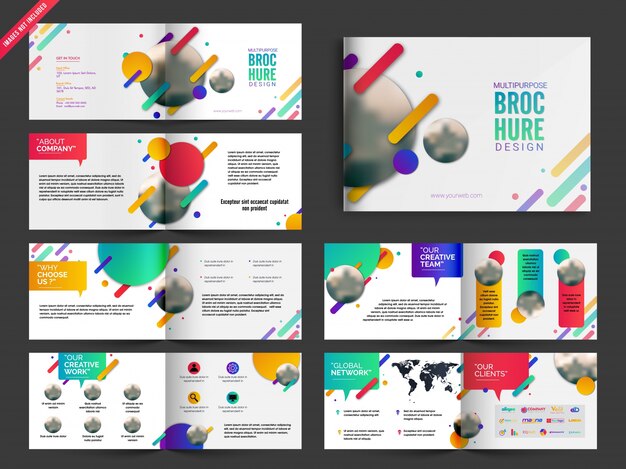 Multipage Brochure, Pamflet Design Pack met kleurrijk abstract ontwerp