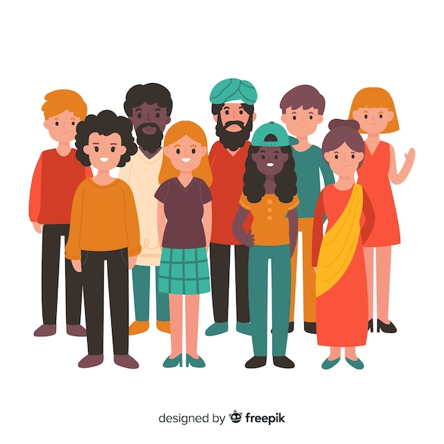 Gratis vector multiraciale groep van verschillende mensen